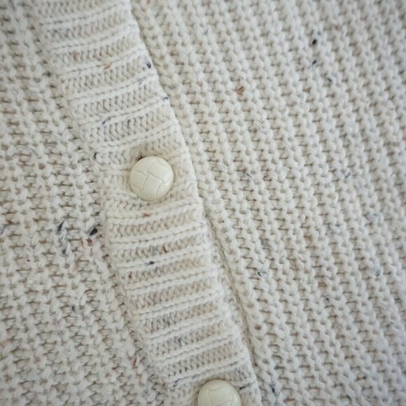 Vintage Newcomer Cream Chunky Knit 10% Wool Button Up Cardigan Sweater S - Picture 11 of 11
